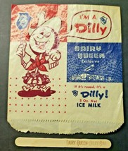 Vintage 1950&#39;s  Dairy Queen Dilly Bar Bag with Imprinted Dilly Bar Stick New - £11.84 GBP