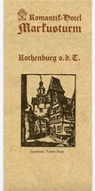 Romantic Hotel Martusturm Menu Rothenburg Germany  - £14.27 GBP