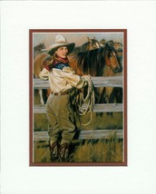 At Home On The Range by Terri  Moyers Cowgirl Double Matted Print Fits 8x10 - £15.63 GBP