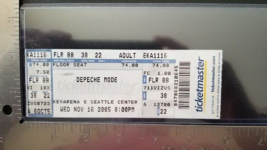 Depeche Mode - Key Arena @ Seattle Center 11/16/2005 Unused Whole Concert Ticket - £11.67 GBP