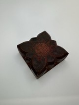 Antique Kumkum Tika Wood Flower Powder Box 3.5” NB2 - $59.40
