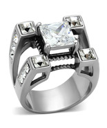 TK1072 Stainless Steel High Polished CZ Ring 10mm Clear Brilliant Jewelry - $633.30 MXN