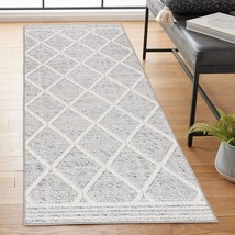 Tessa Modern Distressed Trellis, Light Gray Ivory, 2&#39;6&quot; X 8&#39;, Realife Ma... - $87.99
