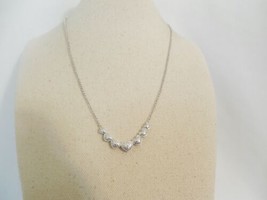 Department Store 18&quot; Silver Plate Diamond Accent Heart Necklace Y345 - £22.57 GBP