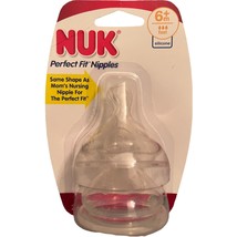 NUK Perfect Fit Silicone Nipples 2 Pack 6+ m Fast Flow  6 Months Anti-Colic - £7.88 GBP
