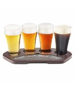Final Touch Craft Beer Flight Set with Solid Wood &amp; Slate Serving Board ... - $51.30