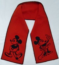 Mickey &amp; Minnie Mouse Vtg Neck Scarf Red / Black Reverse Unisex 7 X 46&quot; - £27.45 GBP