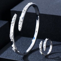 GODKI Trendy Geometric Statement Bangle Cuff Ring Sets Jewelry Set For Women Wed - £45.52 GBP