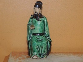 Chinese Mud Man Scholar Seated Green Robe tablet 3.25&quot; marked China Mudm... - $456.14 MXN