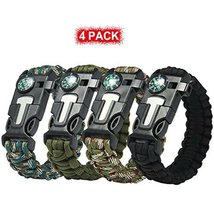 4 pcs Multifunction Outdoor Survival Rope Paracord Bracelet Camping Hiking Buckl - £8.58 GBP