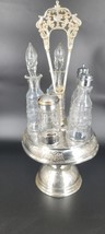 Antique American Silver Plated Co. NY Cruet Condiment Set Etched Triple ... - $84.30