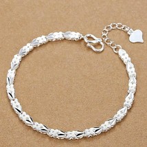 925 silver Bracelets Heart leaf For women wedding lady noble pretty Jewe... - $17.79