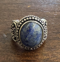 .925 Sterling Silver Blue Lapis Stone Ring Size 6 - $49.00