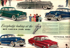 1951 2 Page Orig Vintage General Motors Gm Car Magazine Ad Chevrolet Cadillac d4 - £17.75 GBP