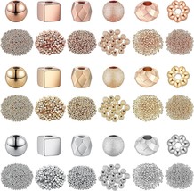 3660 Spacer Beads Mix Rose Gold Silver Findings Floral Assorted Lot Bulk - £23.67 GBP