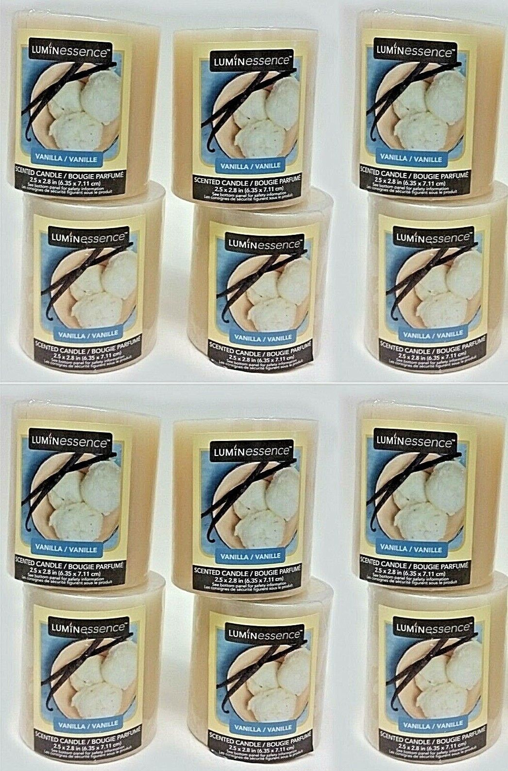 ( Lot 20 ) Luminessence Vanilla Scented Pillar Candles, 2.5 In. X 2.8 In. 7 ozEa - £54.33 GBP
