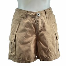 MOMENTO Women&#39;s Shorts Khaki Cargo Straight Leg Loose Fit Cotton Size 8 - $291.06 MXN
