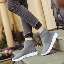 Women Sock Shoes Stretch Fabric Shoes Slip-On Over the Knee Boots Women&#39;s Pumps  - £43.92 GBP