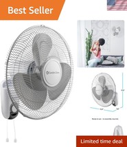 16-Inch Oscillating Wall Mount Fan with Adjustable Tilt &amp; 3-Speed Settings - $64.00