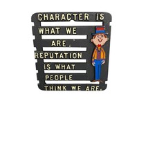 Vintage Cast Iron Trivet Character Quote Reputation Saying Painted Kitch... - $25.00