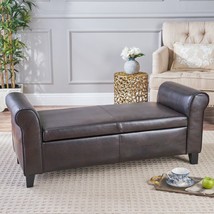 Danbury Contemporary Upholstered Storage Ottoman Bench With Rolled Arms - £336.01 GBP
