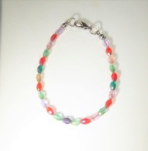 Bracelet Bead Faceted Many Colors Quite Sparkly 7&quot; Lobster Upcycled Handmade - £4.79 GBP