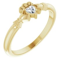 Authenticity Guarantee 
14k Yellow Gold Moissanite Claddagh Ring - £485.68 GBP+