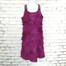S.L. Fashions Dress Womens Petite 2 Purple Layered Ruffled Embellished Mini - $27.98