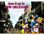 Jazz It Up Mickey Donald Goofy New Orleans LA UNP Continental Postcard O21 - $3.97