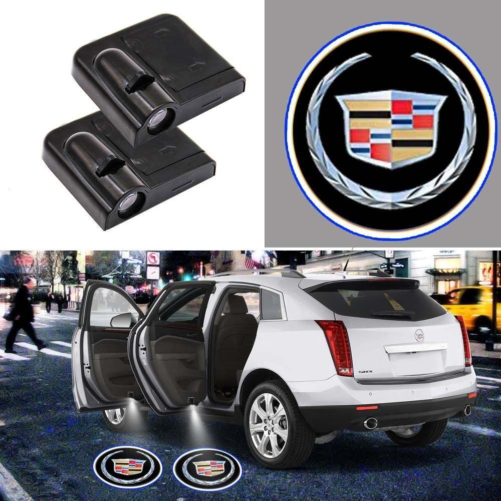 2x PCs  Cadillac Logo Wireless Car Door Welcome Laser Projector Shadow LED Light