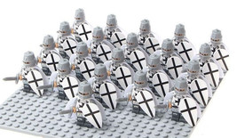 21pcs Medieval Crusader with Shield Christ Knight Minifigure Building Blocks Toy - £21.14 GBP