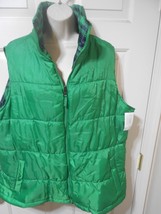 MERONA Body Warmer Puffer Reversible Green plaid Vest Top Sz 2XL w/ pockets NEW - £11.48 GBP