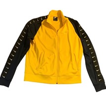 Nike Mens Size Large Yellow Track Jacket Navy Blue Sleeve Black Stripe down Arm - £31.10 GBP
