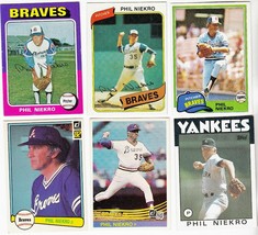 Lot Of 6 Phil Niekro Baseball Cards Topps, Donruss Braves, Yankees Hof Pitcher - £7.07 GBP