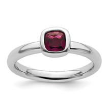 SS Stackable Expressions Cushion Cut Rhodolite Garnet Ring QSK451 - £54.13 GBP