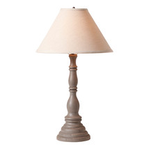 Irvins Country Tinware Devenport Wood Table Lamp in Earl Gray with Fabric Linen - £214.54 GBP