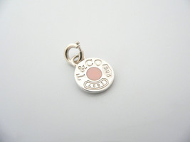 Tiffany &amp; Co Silver Pink Enamel Charm 1837 Circle Clasp 4 Necklace Bracelet Gift - £257.95 GBP