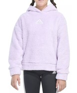 adidas Girls&#39; Furry Lurex Sherpa Hooded Pullover Iced Lavender Size Large - $29.99