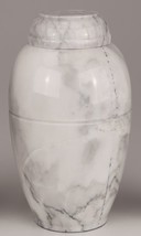 Small/Keepsake 68 Cubic Ins White Marble Vase Funeral Urn for Cremation Ashes - $159.99