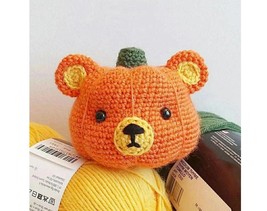 Handmade Halloween Bear Pumpkin Crocheted and Stuffed dolls-Halloween gi... - $25.00