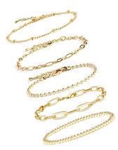 Gold Chain Bracelet Sets for Women Girls 14K - $50.02