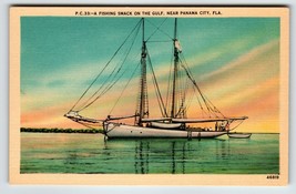 Fishing Boat Smack On The Gulf Near Panama City Florida Postcard Linen Unused - £7.64 GBP