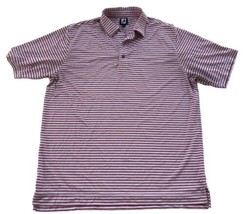 Footjoy Lisle Size Xl Red White Stripe Golf/Casual Polo Shirt Stretchy Mens - £30.16 GBP