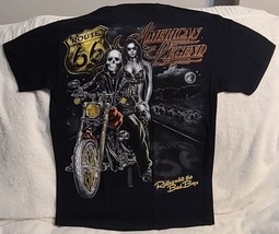 Skeleton Sexy Woman Motorcycle Biker American Legend Route 66 Moon T-SHIRT Shirt - £9.08 GBP