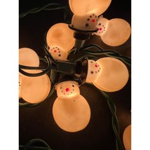 VTG Mini Blow Mold Snowman Set Of String Christmas Lights - £11.83 GBP
