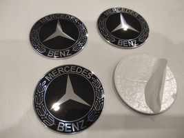 mercedes car wheel center cap-set of 4-Metal Stickers-self adhesive Top ... - £14.94 GBP+