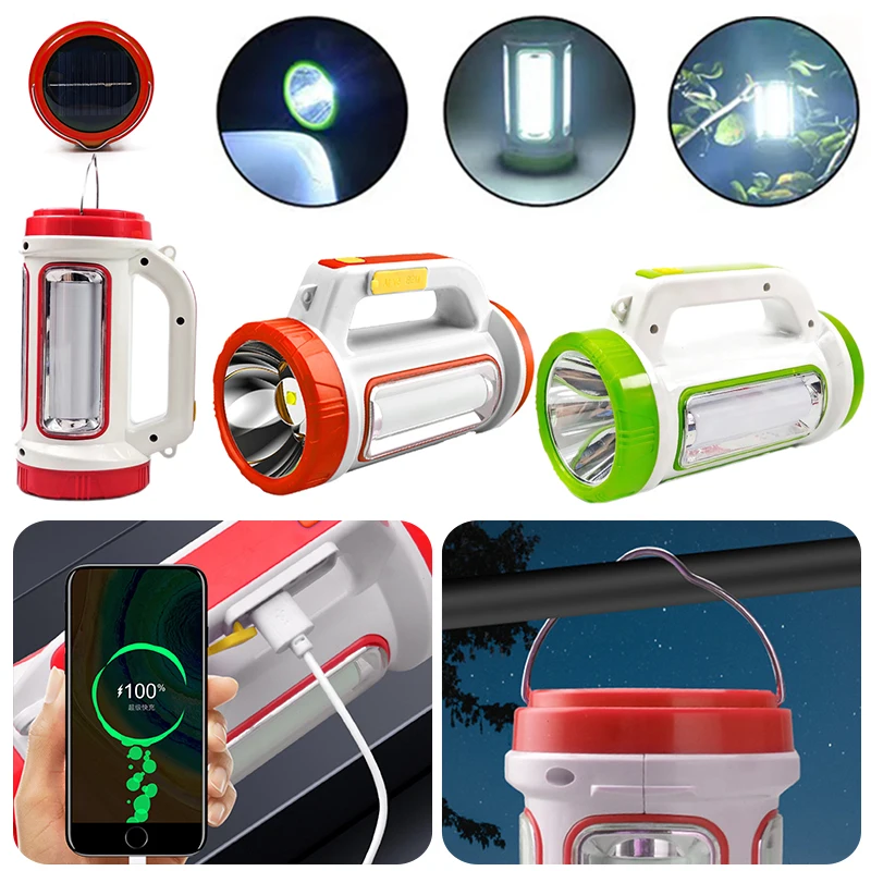 Multifunctional LED Flashlight Solar Portable Lantern Power Bank Emergency - £8.63 GBP+