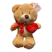 American Greetings XOXO TEDDY BEAR Tan Brown 12in Plush Red Heart Valent... - £8.45 GBP