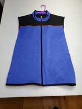 Golf Vest Men&#39;s Size L Blue Black Orange Trim Full Zipper -Tee Time - $12.82