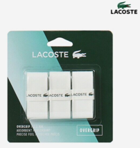 Lacoste Overgrip 3pcs Tennis Grip Racket Badminton Grip White 0.5 mm NWT - £16.34 GBP